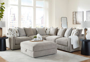 Aslan Court 5-Piece Sectional with Ottoman in Pebble from Ashley - Lara Furniture