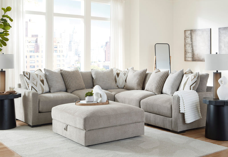 Aslan Court Pebble 5-Piece Sectional with Ottoman from Ashley - Lara Furniture