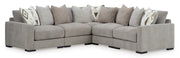 Aslan Court 5-Piece Sectional with Ottoman in Pebble from Ashley - Lara Furniture