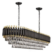 2051OV47BG 47 X 14 L18 BLACK AND GOLD CROWN STYLE CHANDELIER - 210000007413