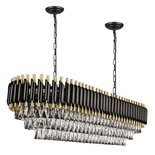 2051OV47BG 47 X 14 L18 BLACK AND GOLD CROWN STYLE CHANDELIER - 210000007413