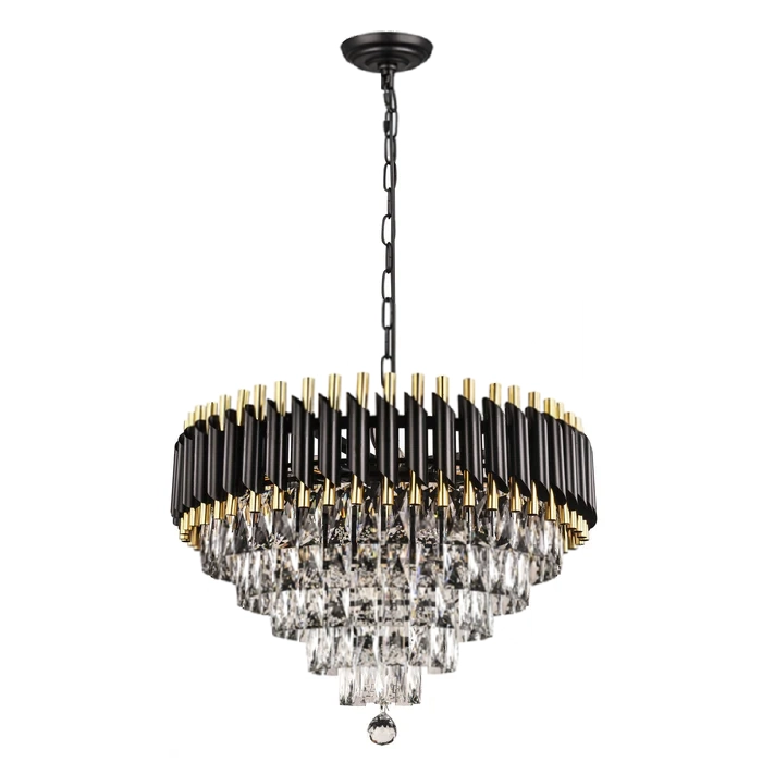 2051R16BG 16 X 11 L6 BLACK AND GOLD CROWN STYLE CHANDELIER - 210000007409