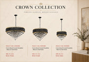 2051R16BG 16 X 11 L6 BLACK AND GOLD CROWN STYLE CHANDELIER - 210000007409