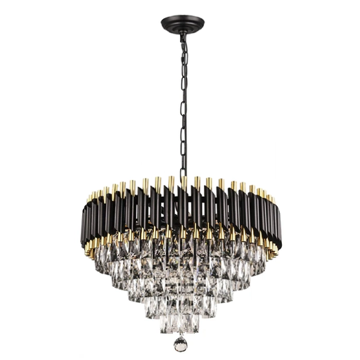2051R32BG 32 X 18 L19 BLACK AND GOLD CROWN STYLE CHANDELIER - 210000007411