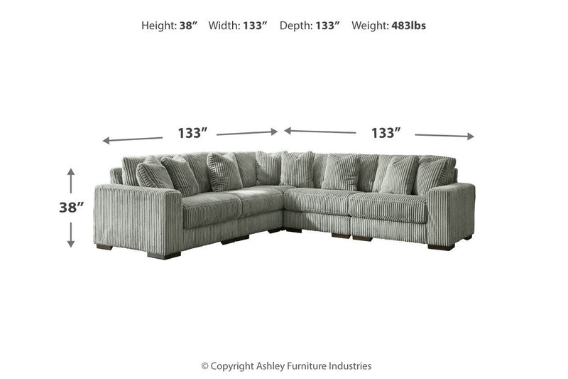 Lindyn Fog 5-Piece Sectional and Ottoman -  Ashley - Lara Furniture