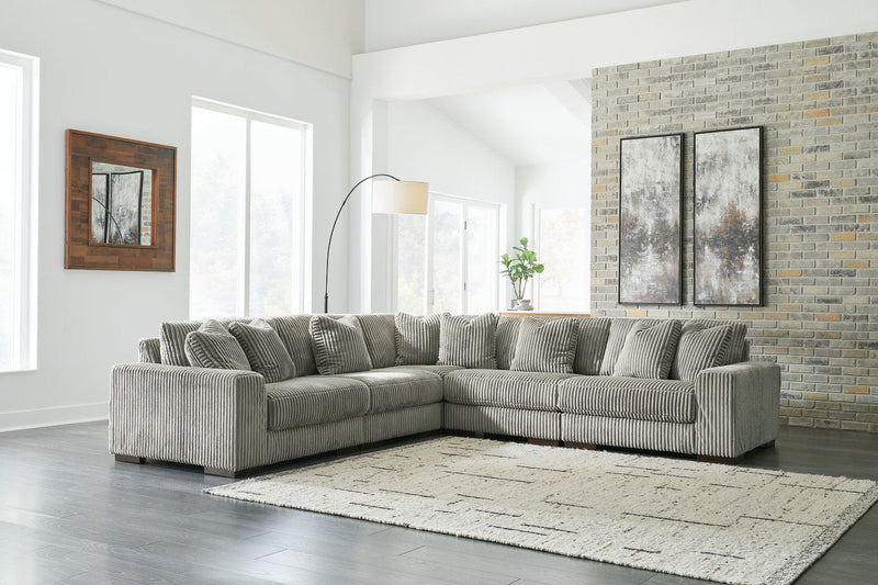 Lindyn Fog 5-Piece Sectional and Ottoman -  Ashley - Lara Furniture
