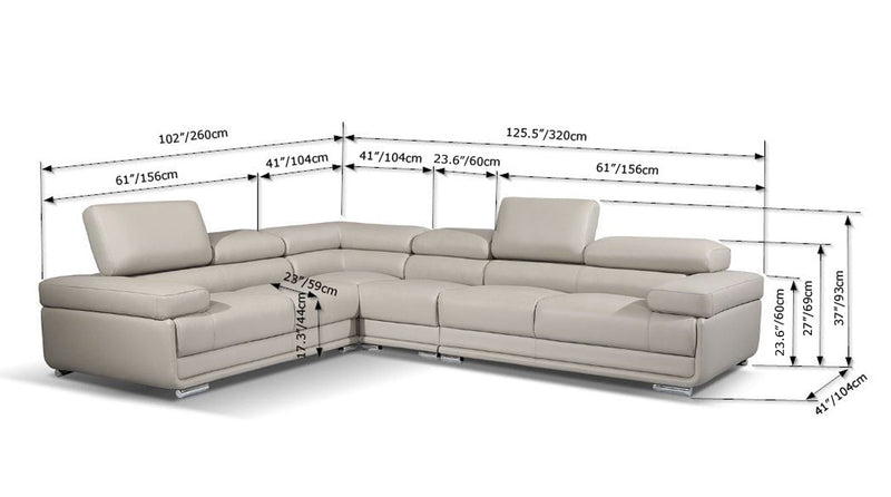 2119 Sectional Light Grey - Lara FurnitureSectional