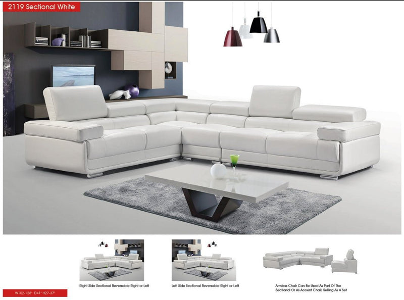 2119 Sectional White - Lara FurnitureSectional