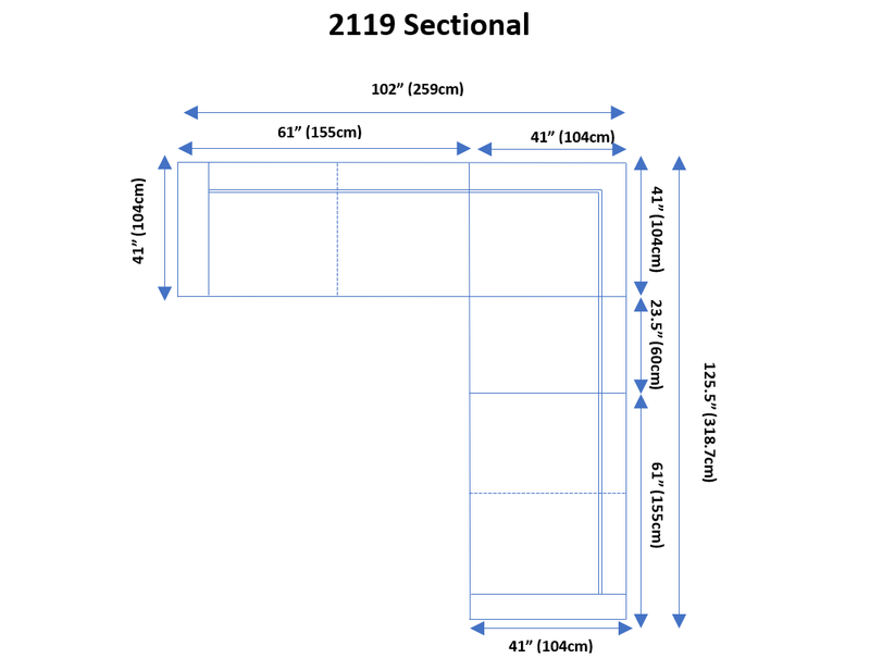 2119 Sectional With Extra Chair - White Set - p14171
