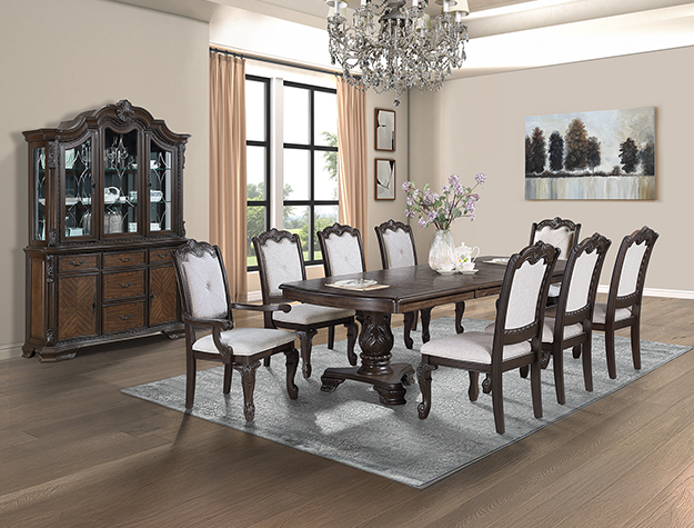 Kiera Coffee Brown Formal Dining Set