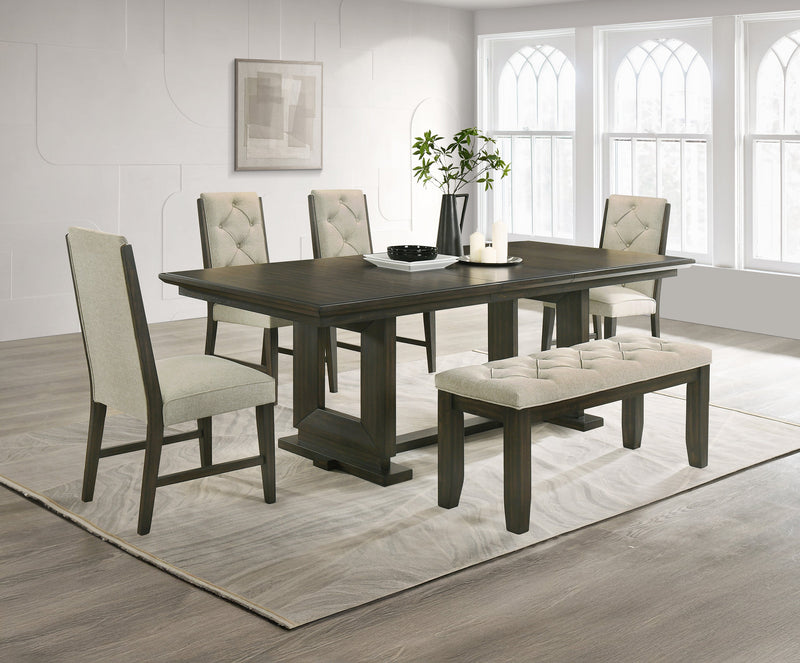 Herbert Espresso/Beige Extendable Dining Set from Crown Mark - Lara Furniture
