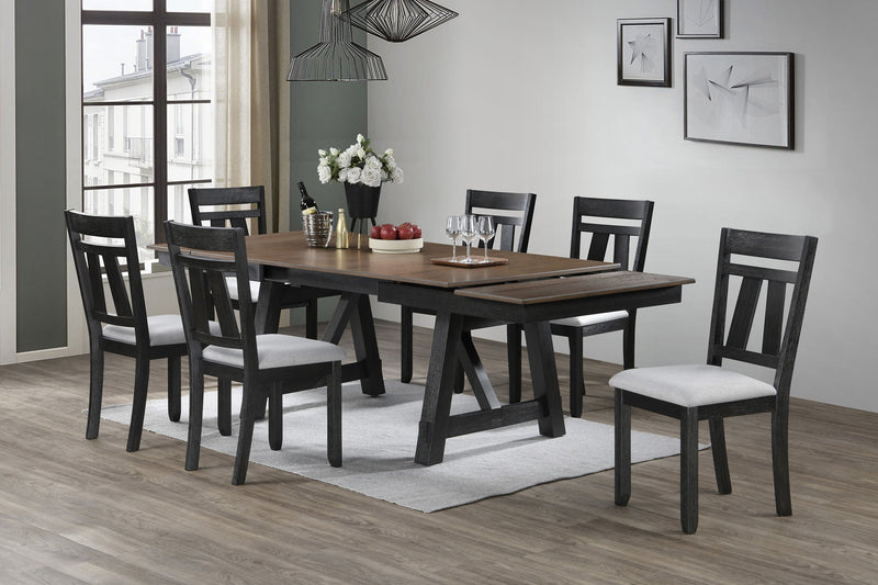 Maribelle Wheat Charcoal Extendable Dining Set from Crown Mark - Lara Furniture