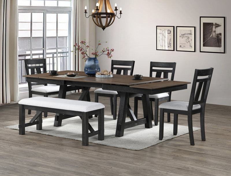 Maribelle Wheat Charcoal Extendable Dining Table from Crown Mark - Lara Furniture