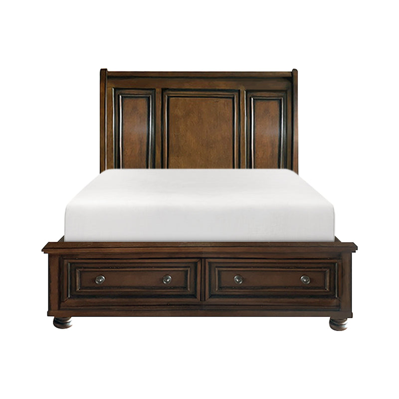 Cumberland Brown Cherry Sleigh Storage Platform Bedroom Set - Lara FurnitureBedroom Set