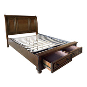 Cumberland Brown Cherry Sleigh Storage Platform Bedroom Set - Lara FurnitureBedroom Set