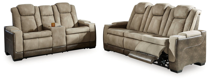 Next-Gen Durapella Sand Power Reclining Sofa and Loveseat from Ashley - Lara Furniture