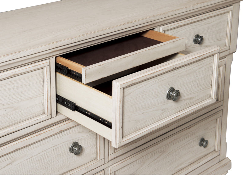 Bethel Wire Brushed White Sleigh Storage Platform Bedroom Set - Lara FurnitureBedroom Set