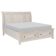Bethel Wire Brushed White Sleigh Storage Platform Bedroom Set - Lara FurnitureBedroom Set