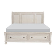 Bethel Wire Brushed White Sleigh Storage Platform Bedroom Set - Lara FurnitureBedroom Set