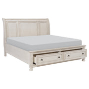 Bethel Wire Brushed White Sleigh Storage Platform Bedroom Set - Lara FurnitureBedroom Set