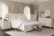 Bethel Wire Brushed White Sleigh Storage Platform Bedroom Set - Lara FurnitureBedroom Set