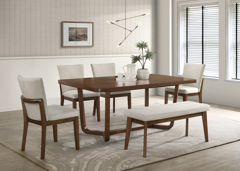 Salerno Beige/Brown Dining Set from Crown Mark - Lara Furniture