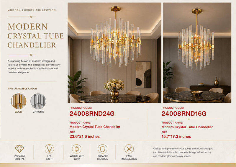 24008RND24G 24"X22" 16L TRANSITIONAL CHANDELIER - 210000007866