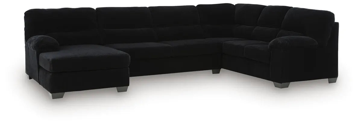 SimpleJoy 3-Piece Black LAF Sectional with Chaise