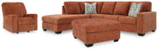 Aviemore Spice LAF Sectional with Ottoman and Recliner from Ashley - Lara Furniture