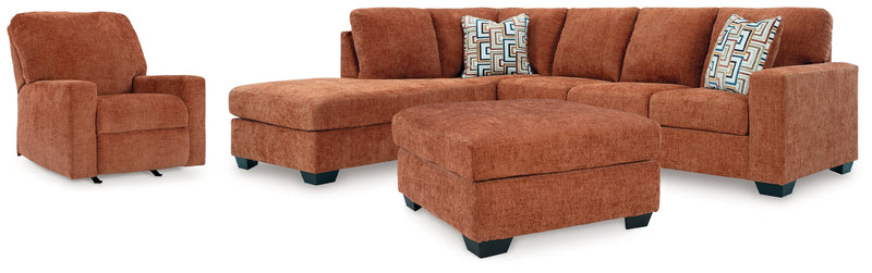 Aviemore Spice LAF Sectional with Ottoman and Recliner from Ashley - Lara Furniture