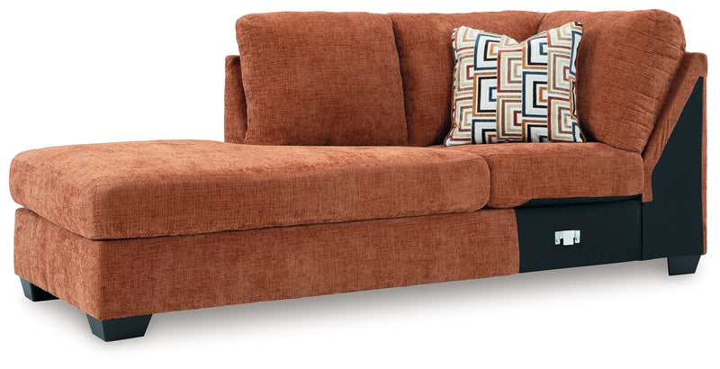 Aviemore Spice LAF Sectional with Ottoman and Recliner from Ashley - Lara Furniture