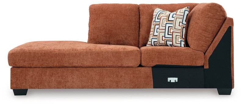 Aviemore Spice LAF Sectional with Ottoman and Recliner from Ashley - Lara Furniture