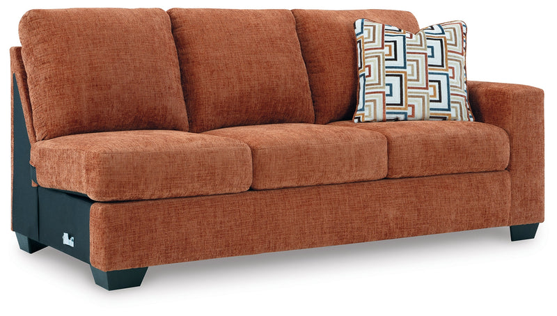 Aviemore Spice LAF Sectional with Ottoman and Recliner from Ashley - Lara Furniture