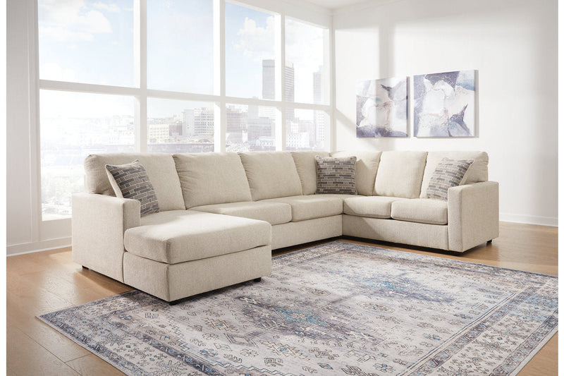 Edenfield Linen 3-Piece LAF Chaise Sectional -  Ashley - Lara Furniture