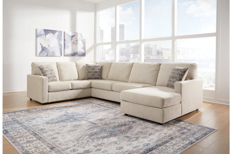 Edenfield Linen 3-Piece RAF Chaise Sectional -  Ashley - Lara Furniture