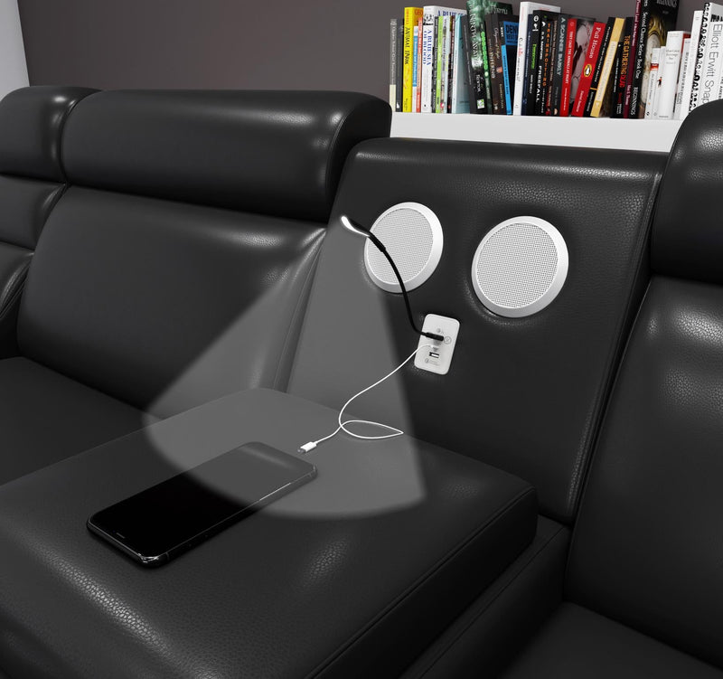 3 PC Sectional with Console, Bluetooth Speaker, Multi Color LED, USB Charger, Reading Light, Cup Holder - S195-Sectional