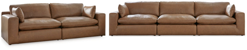 Emilia Caramel Leather Modular Living Room Set from Ashley - Lara Furniture