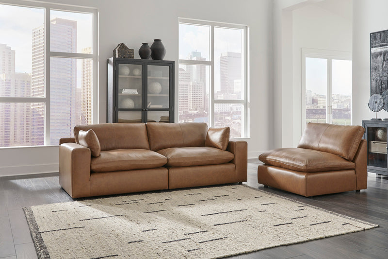 Emilia Caramel Leather Modular Living Room Set from Ashley - Lara Furniture