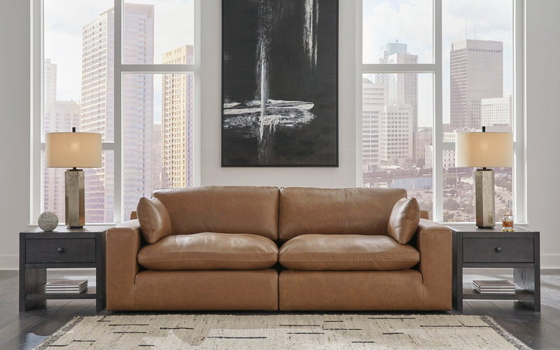 [EXCLUSIVE] Emilia Caramel Leather 2 - Piece Loveseat - Lara FurnitureLoveseat