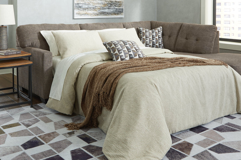 Mahoney Chocolate 2-Piece Sleeper Sectional with Chaise -  Ashley - Lara Furniture