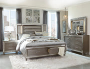 Tamsin Silver/Gray Metallic LED Upholstered Storage Platform Bedroom Set - Lara FurnitureBedroom Set
