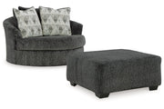 Biddeford Shadow Oversized Swivel Chair and Ottoman -  Ashley - Lara Furniture