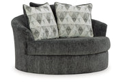 Biddeford Shadow Oversized Swivel Chair and Ottoman -  Ashley - Lara Furniture