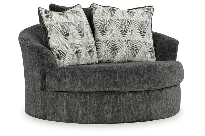 Biddeford Shadow Oversized Swivel Chair and Ottoman -  Ashley - Lara Furniture