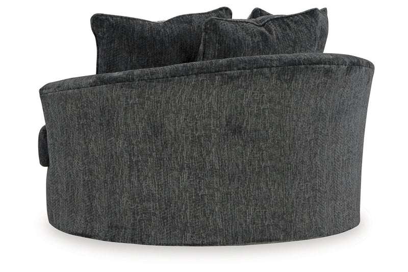 Biddeford Shadow Oversized Swivel Chair and Ottoman -  Ashley - Lara Furniture