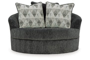 Biddeford Shadow Oversized Swivel Chair and Ottoman -  Ashley - Lara Furniture
