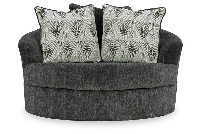 Biddeford Shadow Oversized Swivel Chair and Ottoman -  Ashley - Lara Furniture