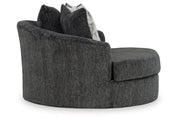 Biddeford Shadow Oversized Swivel Chair and Ottoman -  Ashley - Lara Furniture