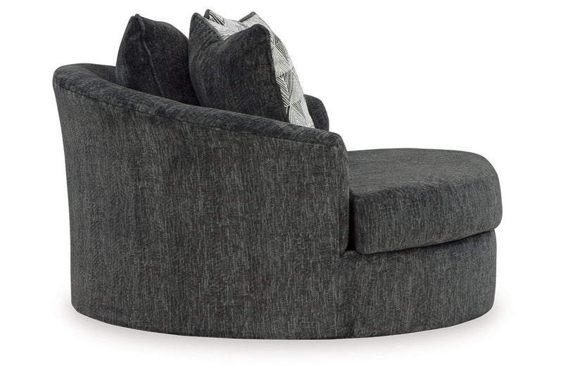 Biddeford Shadow Oversized Swivel Chair and Ottoman -  Ashley - Lara Furniture
