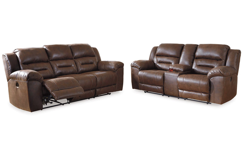 Stoneland Chocolate Power Reclining Sofa and Loveseat -  Ashley - Lara Furniture